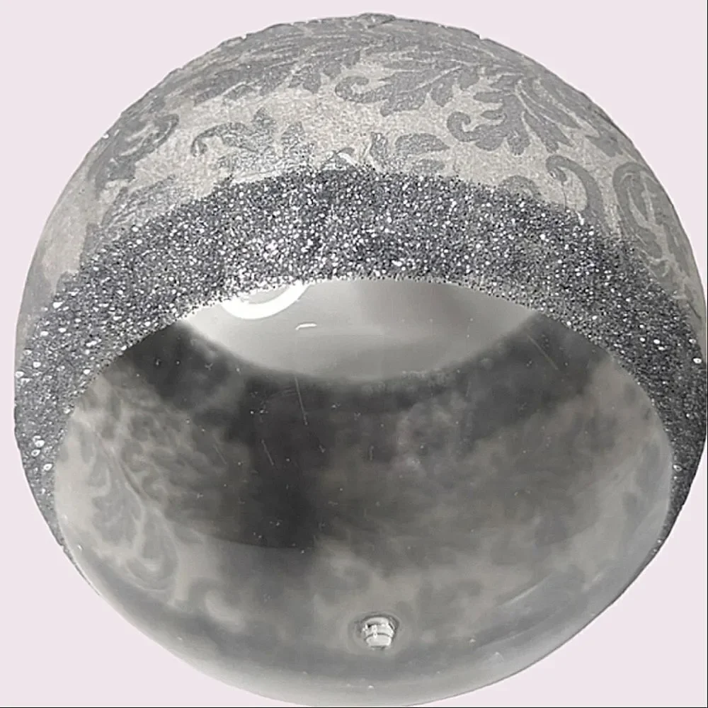 Crate&Barrel Clear Blown Glass Metallic Paper Wrapped Christmas Tree Ornament